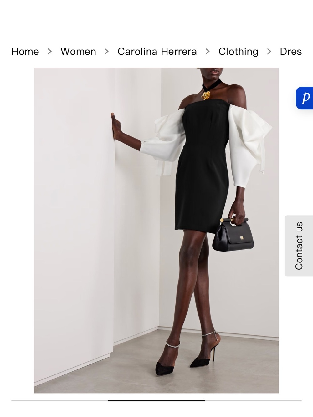Carolina Herrera Black Dress with White Statement Sleeves